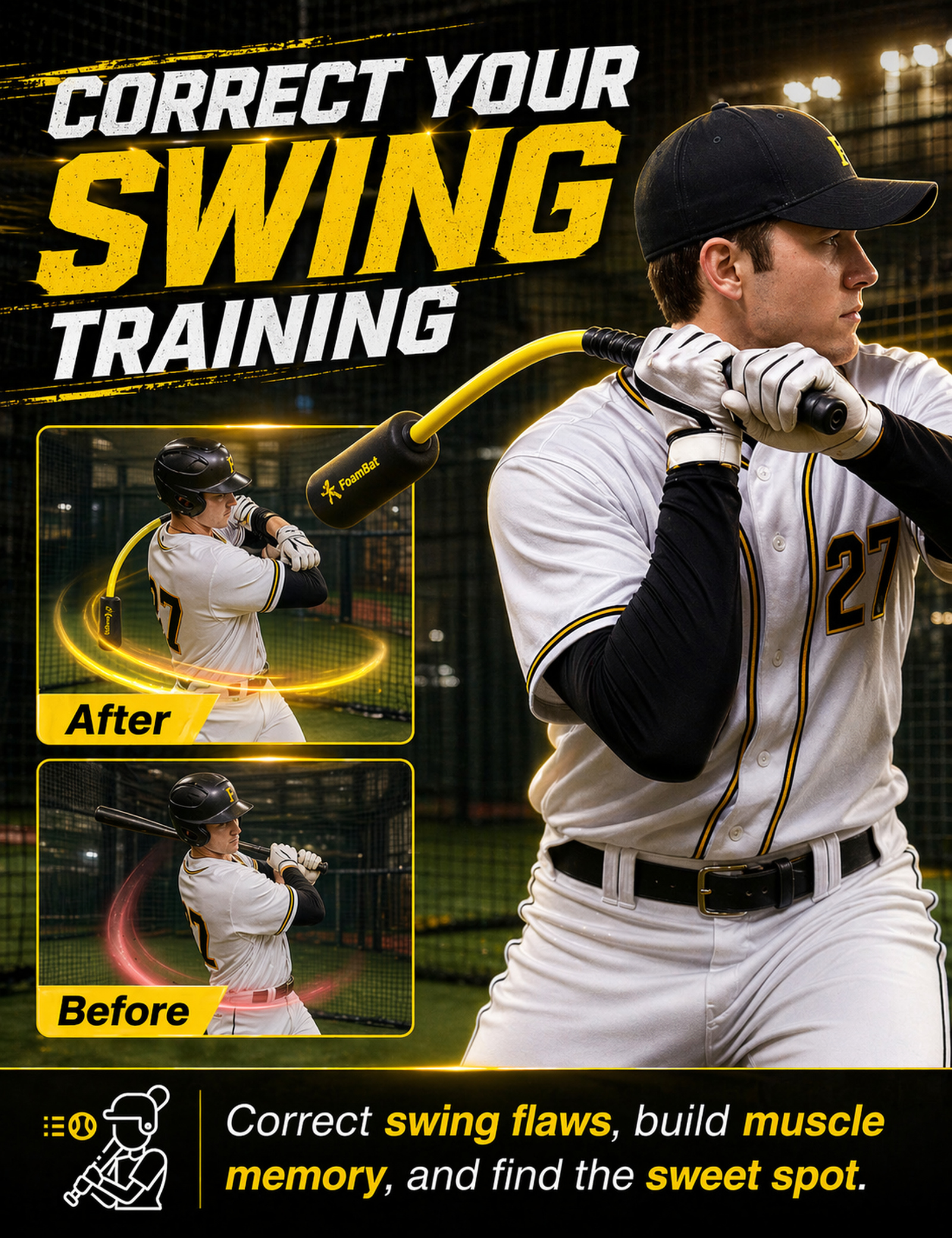 FoamBat correct your swing training graphic